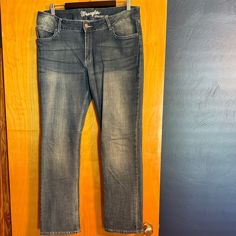 Wrangler Faded Blue Straight Leg Jeans